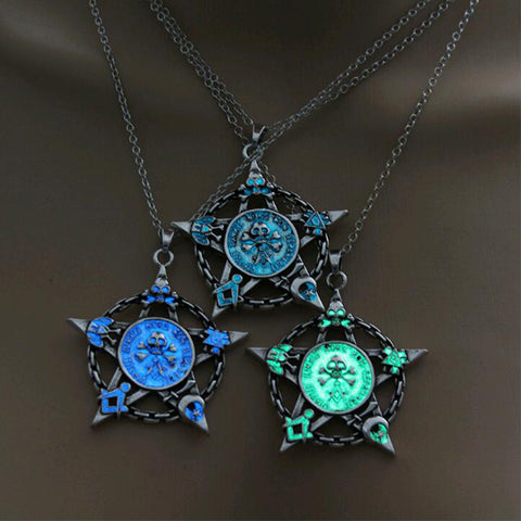 Luminous Pentagram Skull Necklace
