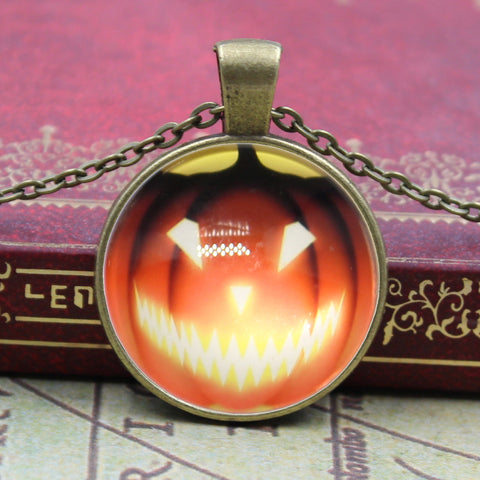 Halloween Fire Pumpkin Necklace