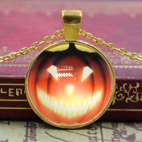 Halloween Fire Pumpkin Necklace
